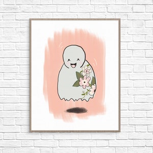 Floral Ghost Art Print, Halloween Printable, Ghost Printable, Halloween Wall Decor, Halloween Illustration, Ghost Illustration