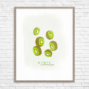 Kiwi-Art Print, Kiwi-Illustration-Küche-Wand-Dekor, Kiwi-Wand-Dekor, Kinderzimmer-Wand-Dekor, Kiwi Frucht druckbare Kunst, Lebensmittel illustration