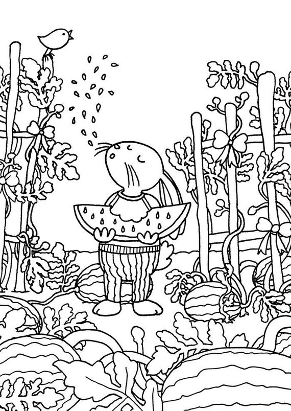 Watermeloen Patch Kleuring Card A6 Watermeloen Kleuren Etsy
