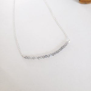 Petite Labradorite Beaded Bar Necklace on Sterling Silver Plated Chain - Gemstone Necklace - Healing Crystal Jewelry