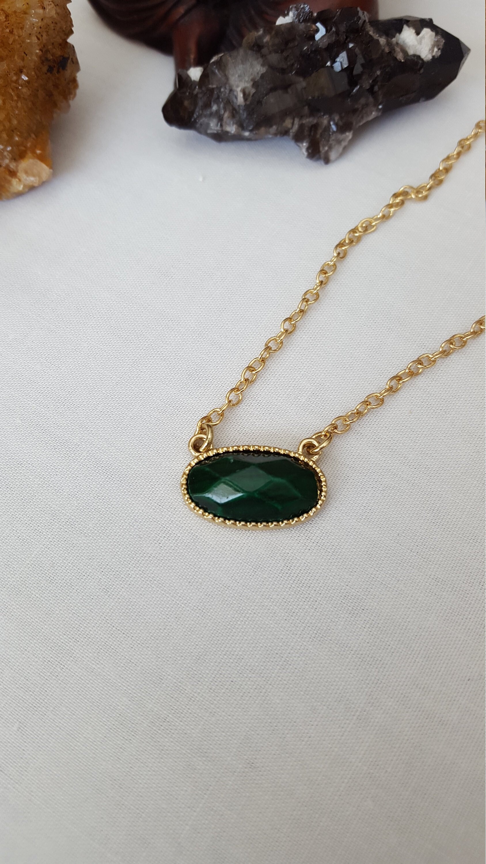 malachite crystal necklace