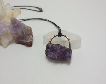 Copper Electroformed Raw Amethyst Necklace - Crystal Jewelry - Healing Crystal - Gemstone Necklace