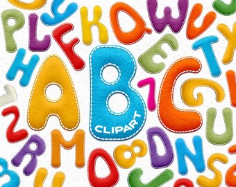 Back to school Felt Alphabet clipart, felt letters clipart, felt font, kids clip art, felt numbers clip art, A to Z, kids design, instant