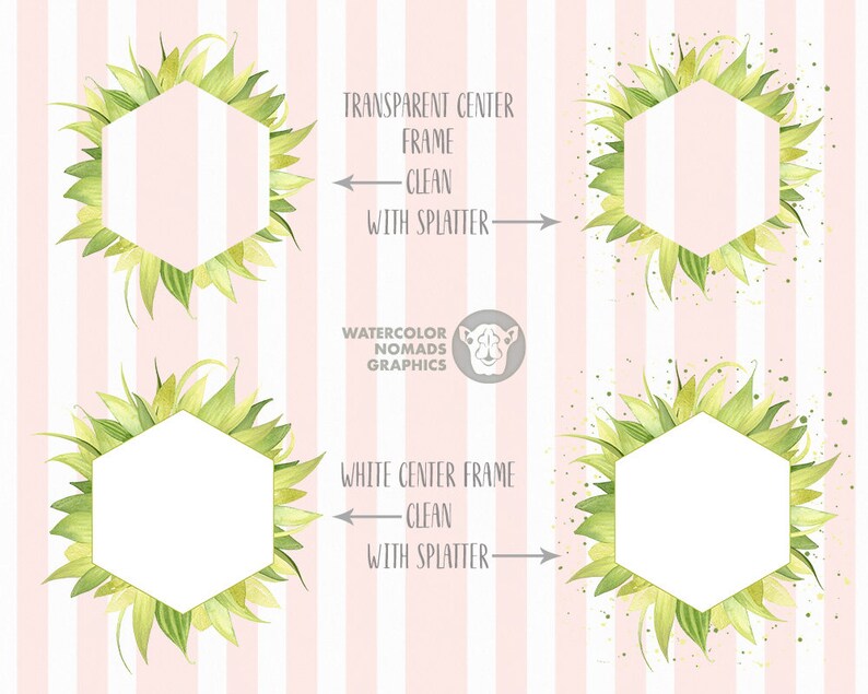 Watercolor Spring Flowers Frames Clipart Geometry Frames | Etsy