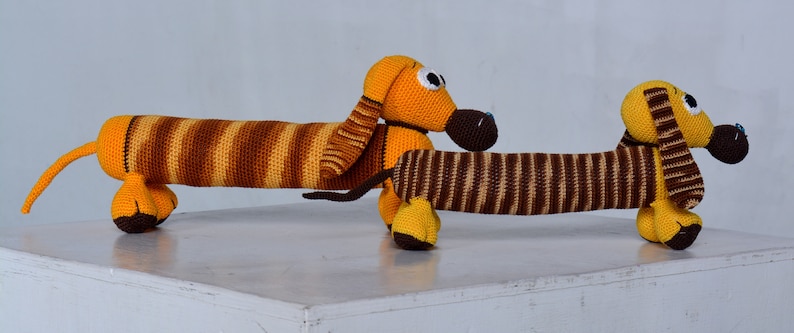 Personalized crochet toys dachshund Knitted dog Stuffed amigurumi Soft plush dog Gift kids for christmas and new year Animal toy