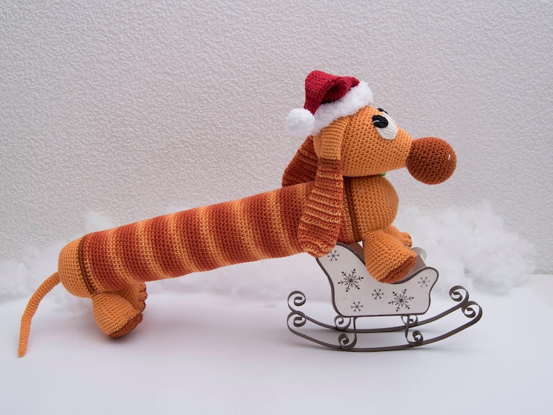 Personalized crochet toys dachshund Knitted dog Stuffed amigurumi Soft plush dog Gift kids for christmas and new year Animal toy