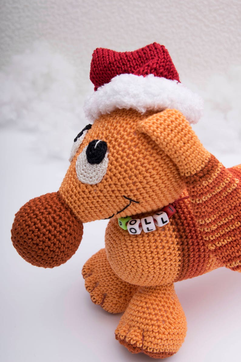 Personalized crochet toys dachshund Knitted dog Stuffed amigurumi Soft plush dog Gift kids for christmas and new year Animal toy