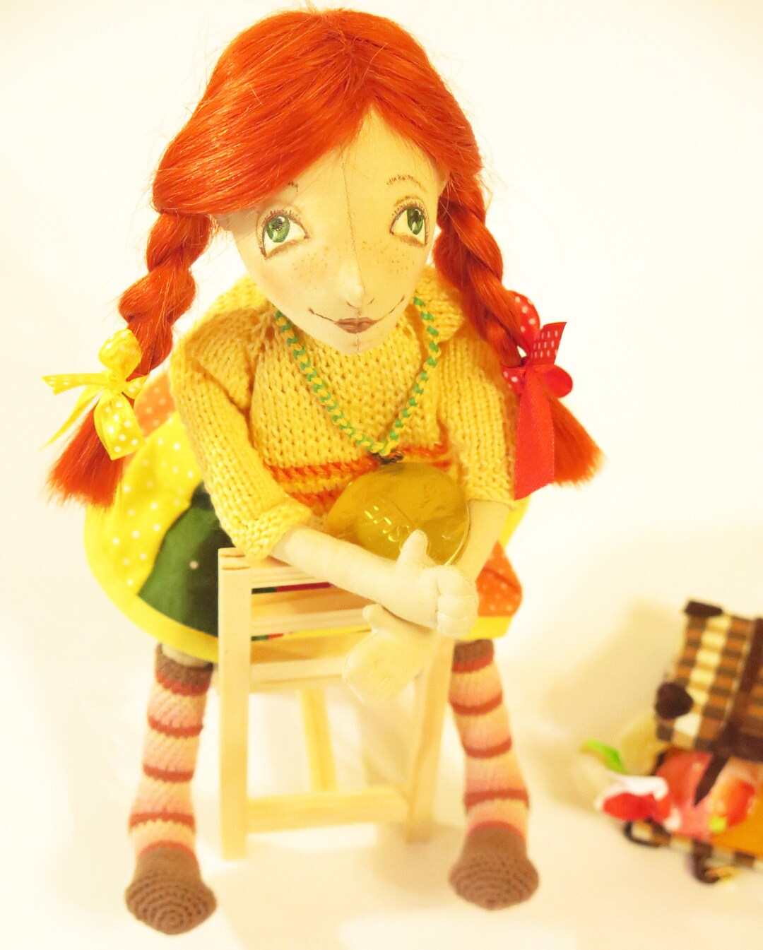 Pippi Longstocking Textile Doll With Moving Arms and Legs Red - Etsy