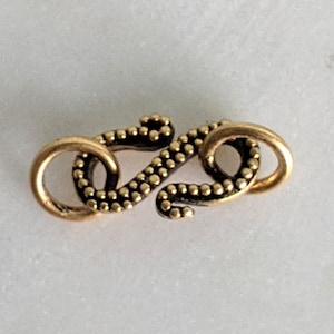 Handmade Bali Antique 24 K Gold Filled, Sterling Silver, Vermeil Hook  S Clasp - 1 set