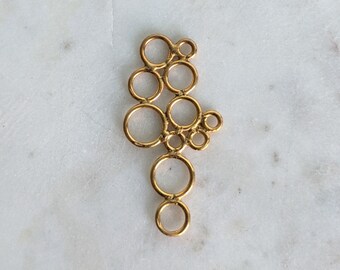 Handmade 24 K Gold Filled Vermeil Circle Bubbles Pendant  Earrings Connector Link, Bali Artisan - 1 pc.