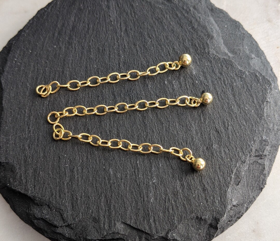 925 Sterling Silver Gold Fill Extension Chains 2 Inches With Ball Charm ...