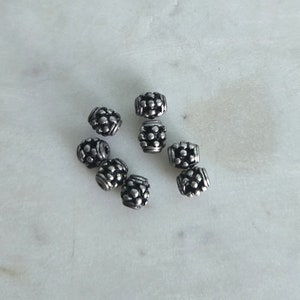 Handmade 925 Sterling Silver Bali Stamped Round Bead, Granular Spacers Silver Spacers Jewelry Supplies - 2 pcs.