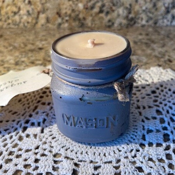 Sugared Chestnut Distressed Mason Jar Soy Candle // 8 oz. (Half Pint)