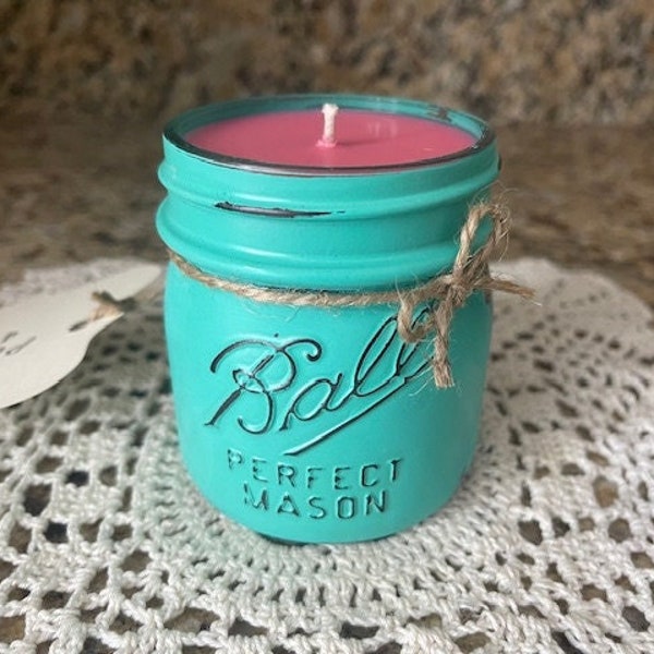 Pink Sugar Mason Jar Soy Candle // 8 oz. (Half Pint)
