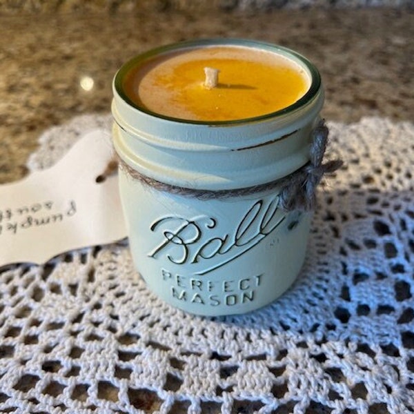 Pumpkin Souffle Distressed Mason Jar Soy Candle // 8 oz. (Half Pint)