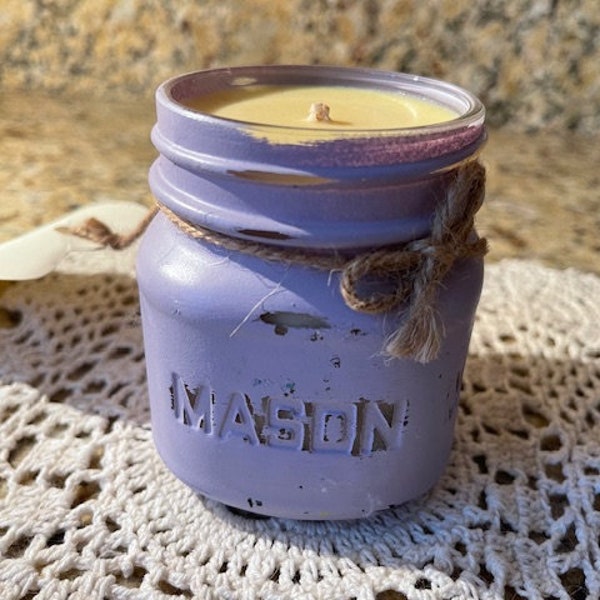 Pear Spice Distressed Mason Jar Soy Candle // 8 oz. (Half Pint)