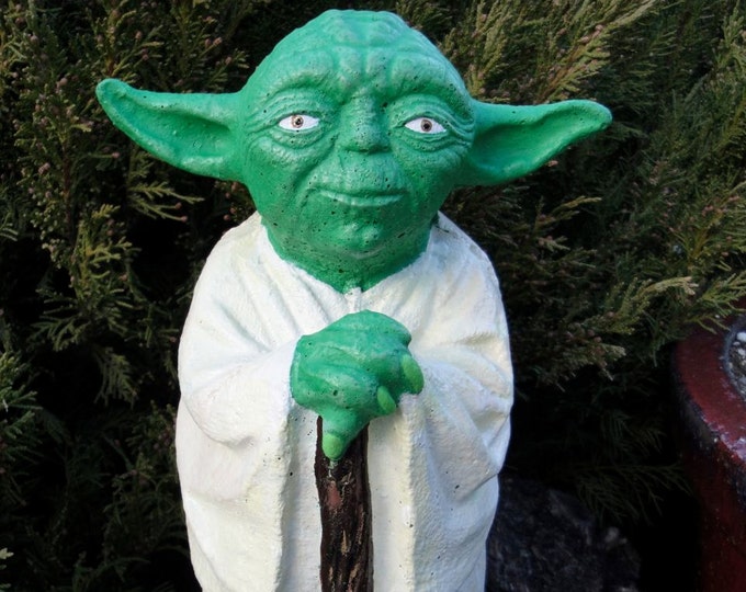 Cement Yoda Garden Statue Handmade Hand Painted Solid Concrete Figurine Jedi Master Star Wars