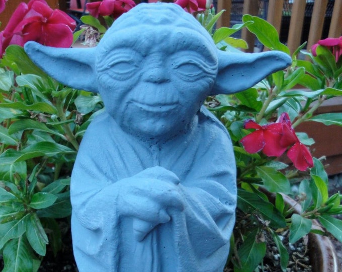 Cement Yoda Garden Statue Handmade Hand Painted Solid Concrete Figurine Jedi Master Star Wars