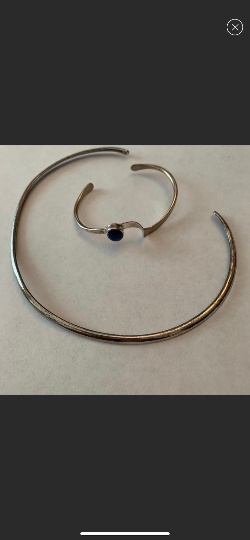 JN lapis stone wavy modernist cuff /& 925 collar