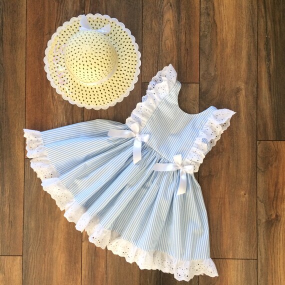Blue white pinstripe dress cheap