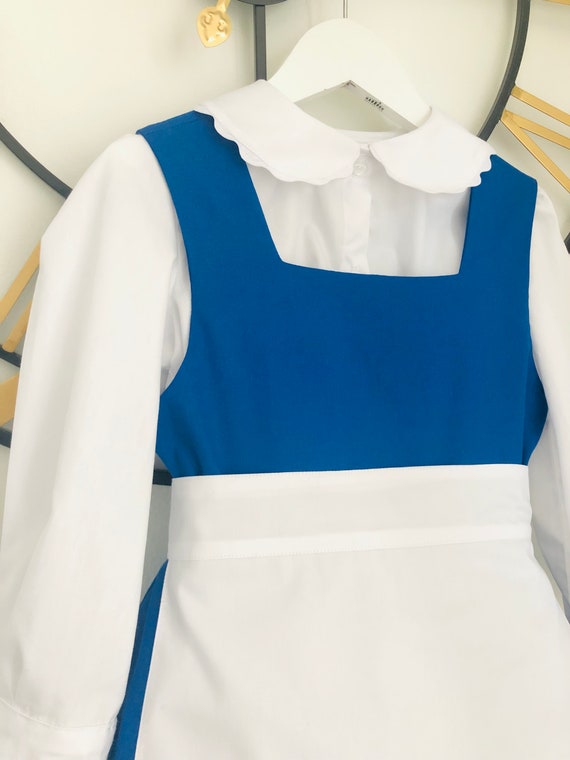 Disfraz de princesa Bella campesina para ninas hecho a mano vestido con delantal azul y blanco Etsy Espana