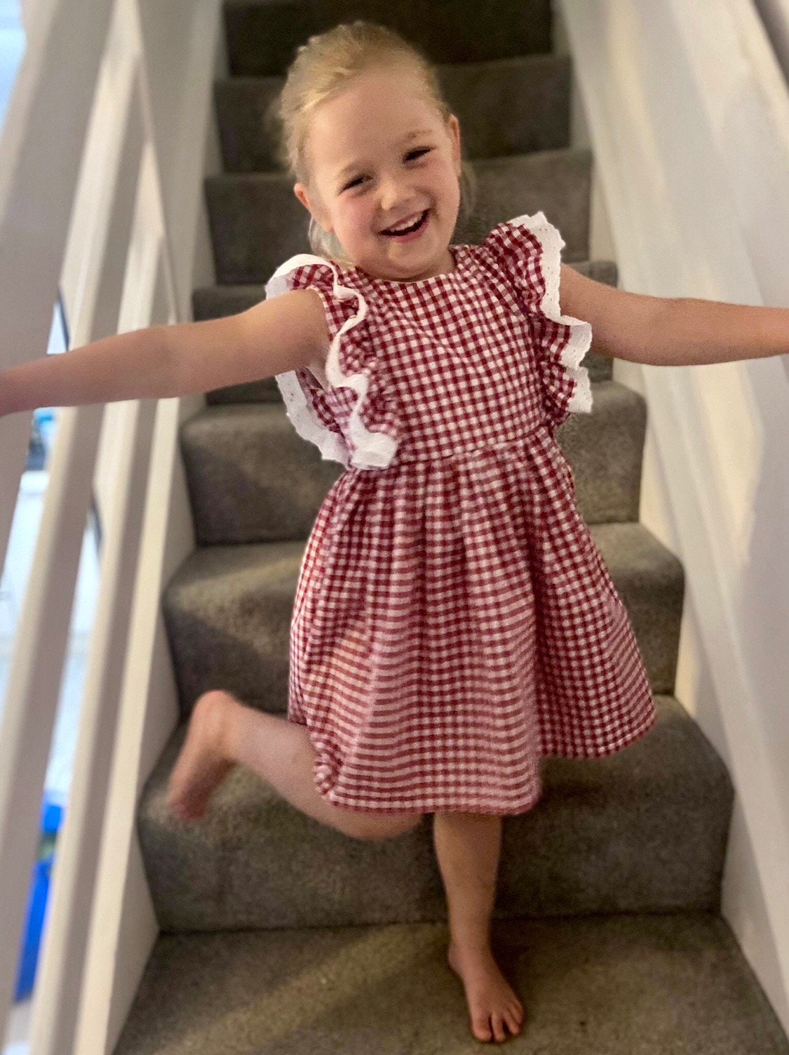 Maroon gingham school dress hotsell