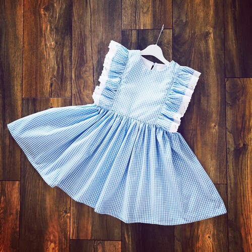 Hand Made Gingham Dress Gingham School Dress Blue Gingham Etsy