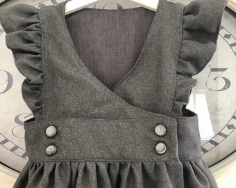 Hand made school uniform. School pinafore UK, grey, navy, black, maroon, bottle green, brown. Custom fit.