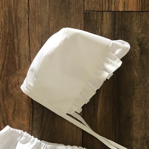 Baby Girls White or Ivory Cotton Bonnet, UK Made. Sunbonnet, Ruffle Bonnet. Baptism, Christening, Bonnet, Hat.