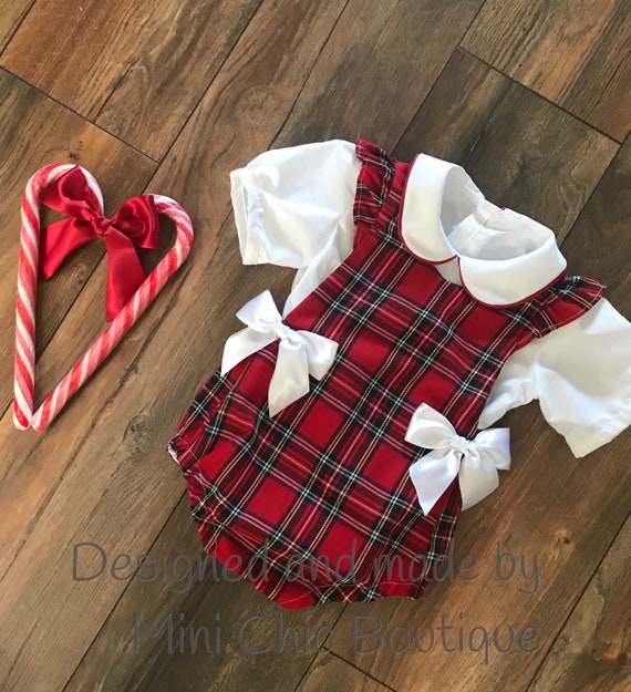 baby girl tartan romper