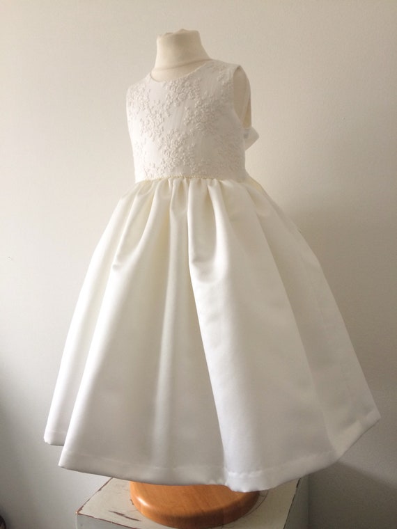 Traditional Ivory Flower Girl Dress. Ivory Satin Flower Girl Etsy