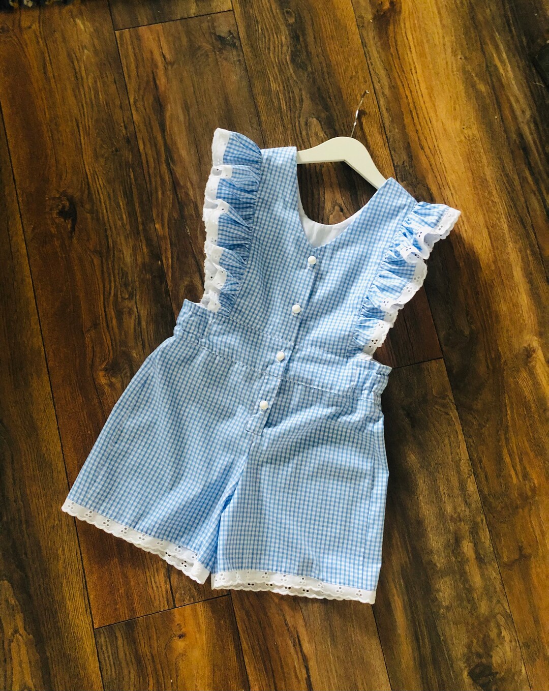 Hand Made School Uniform, Spring, Summer, Gingham Playsuit. Romper