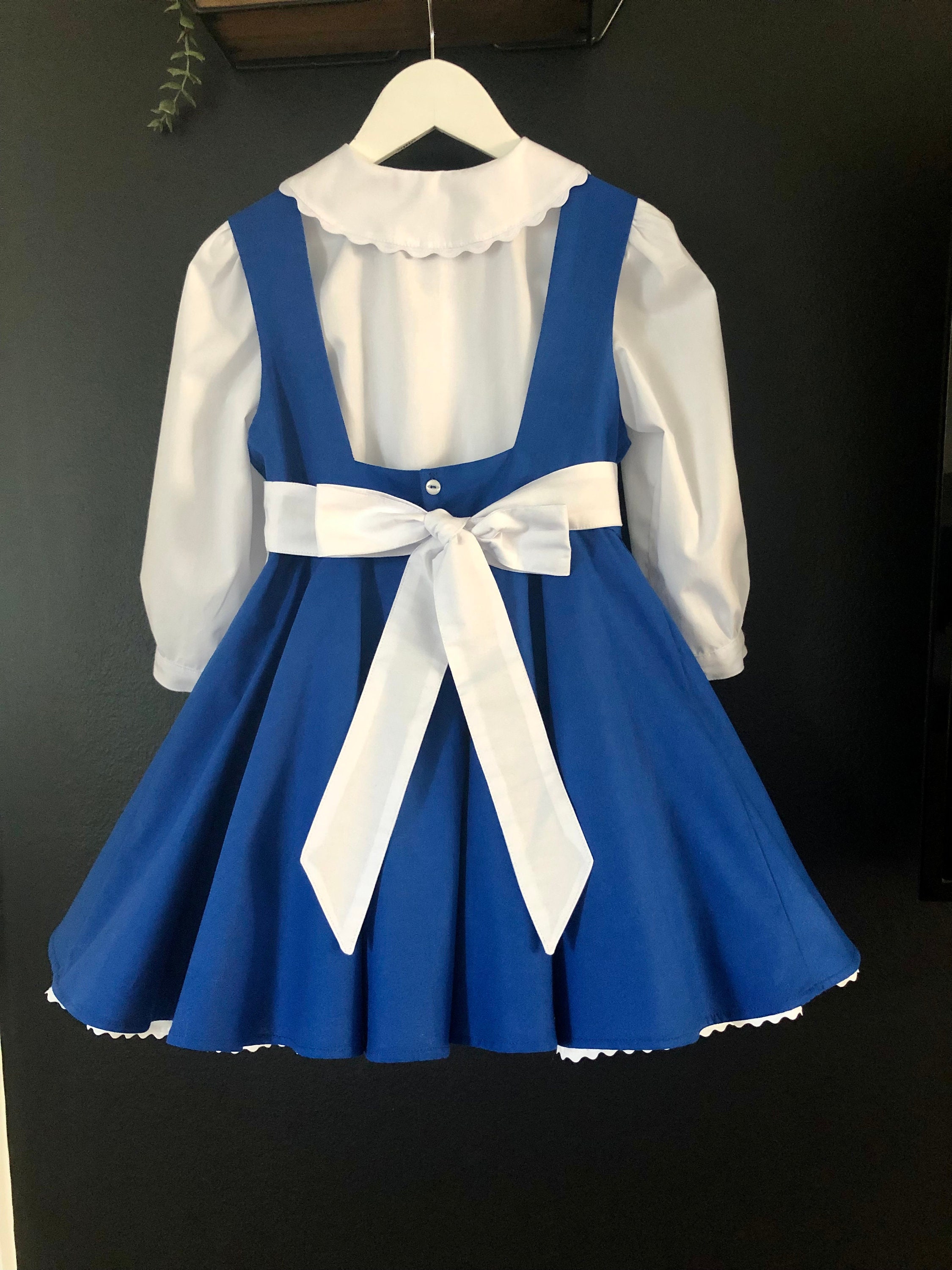 Hand Made Girls Peasant Princess Belle Costume Dress Blue White Apron Etsy Canada