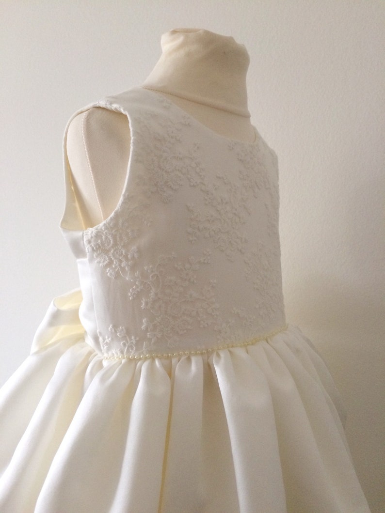 Traditional Ivory Flower Girl Dress. Ivory Satin Flower Girl Etsy UK