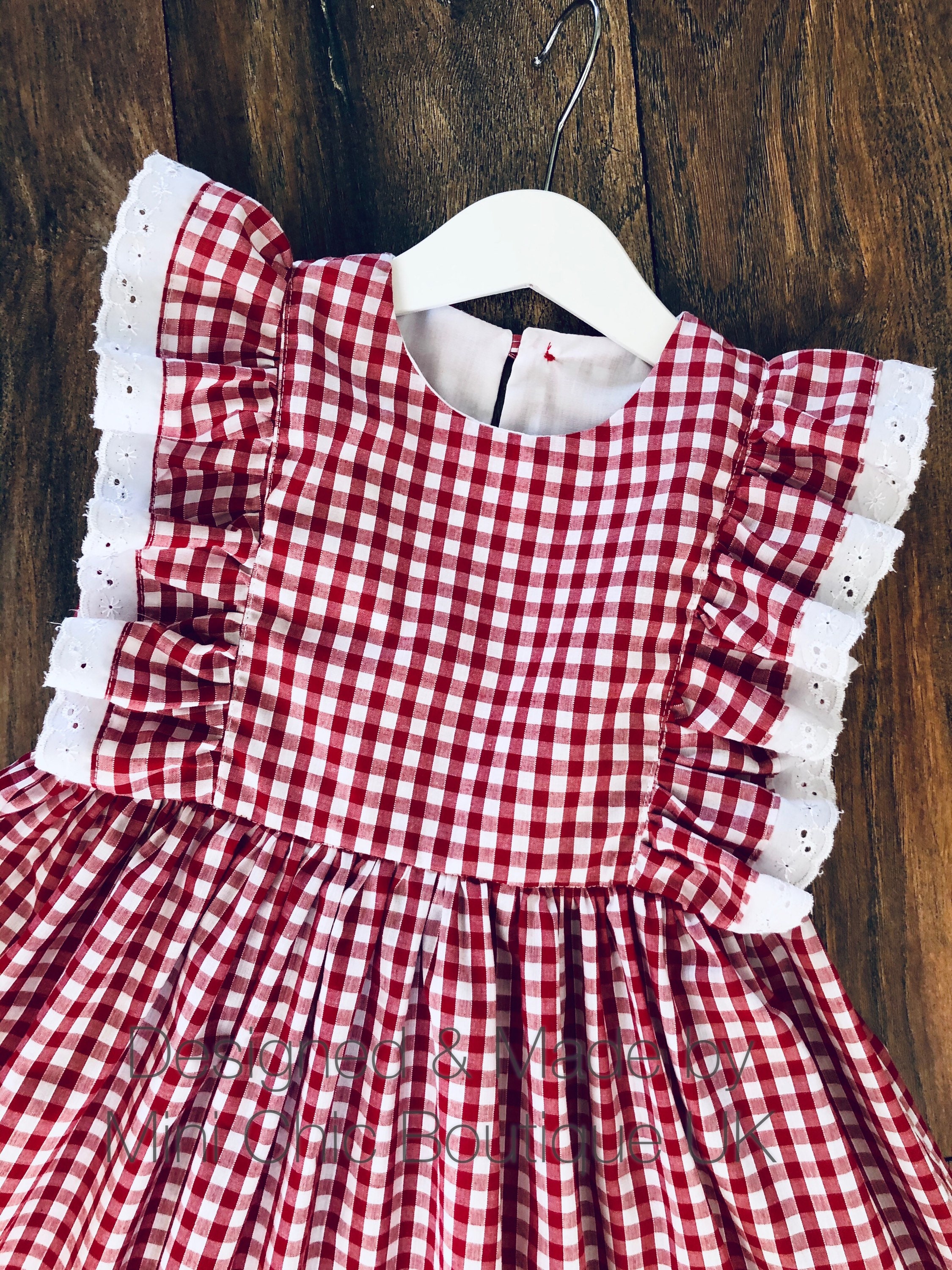 Hand Made School Uniform Gingham Dress Red Gingham Ruffle - Etsy UK