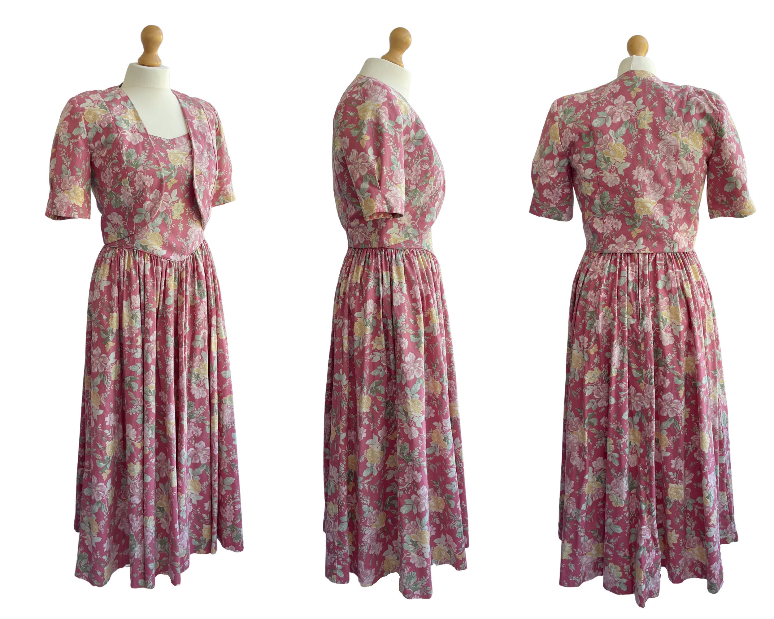 Vintage Laura Ashley Pink Cotton Floral Dress With Matching - Etsy UK