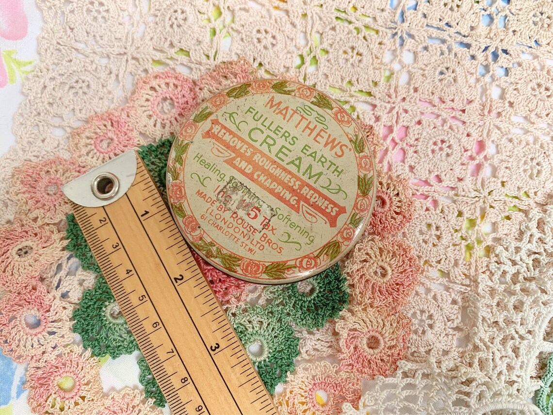 Vintage Matthews Fullers Earth Cream Empty Tin con diseño de Etsy España
