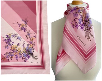 Vintage Leonardi Schal Rosa Streifen mit Blumendetail