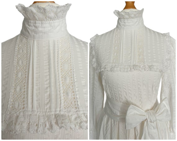Vintage Laura Ashley White Cotton Seersucker Prai… - image 4
