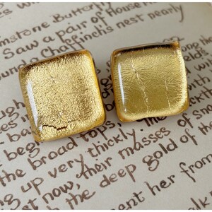 Vintage Lucite und Blattgold Quadrat Ohrclips