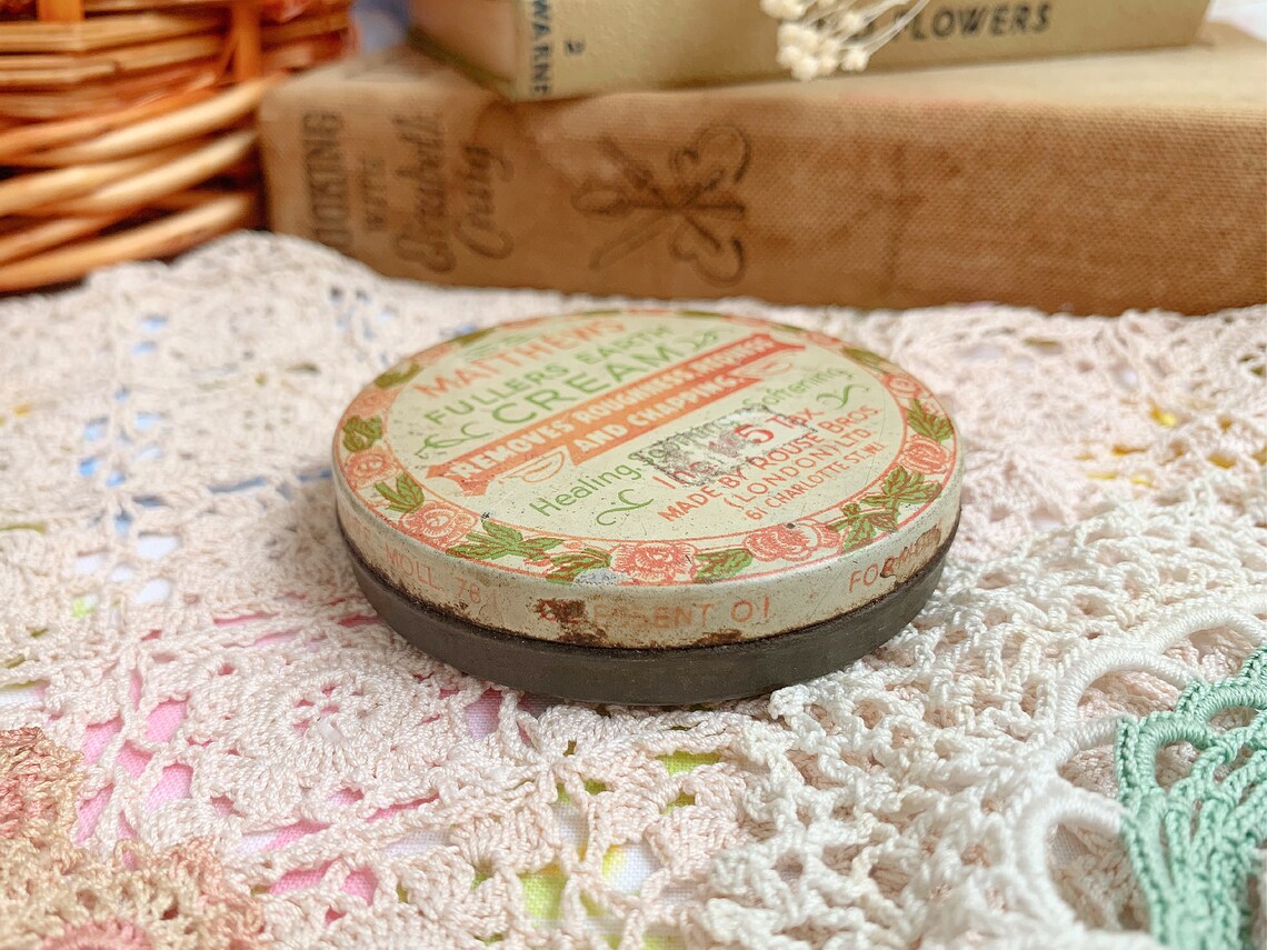 Vintage Matthews Fullers Earth Cream Empty Tin con diseño de Etsy España