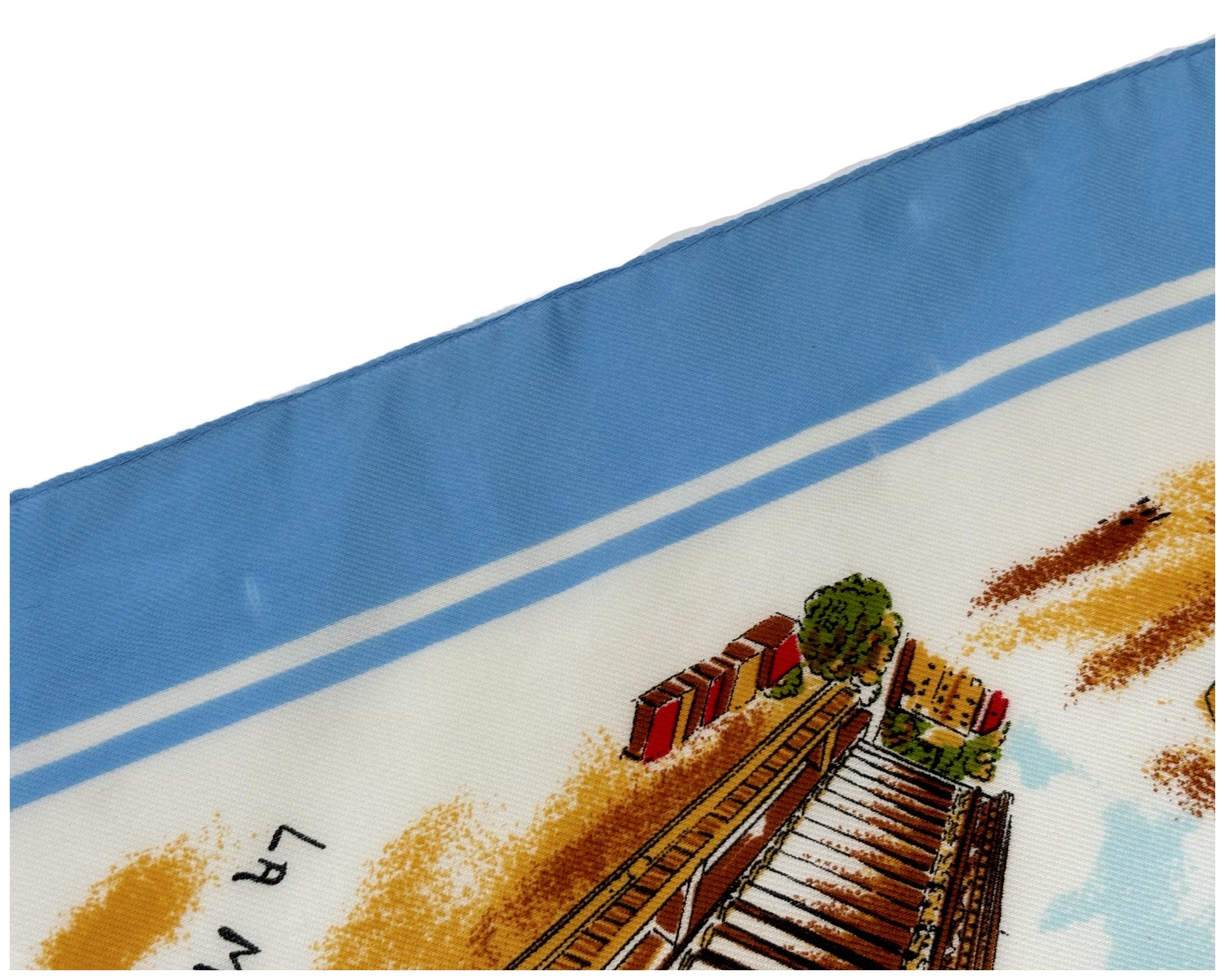 Vintage Paris Souvenir Square Scarf Acetate Blue Red Brown Vintage Paris Souvenir Square Scarf Acetate Blue Red Brown