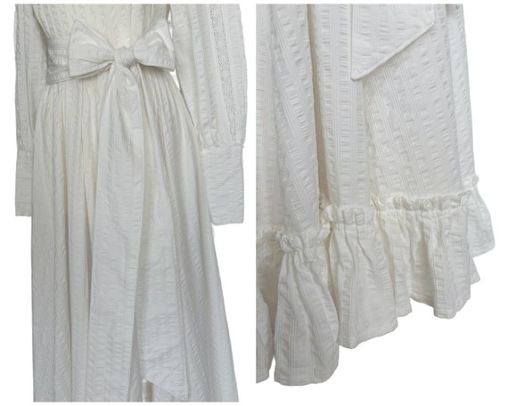 Vintage Laura Ashley White Cotton Seersucker Prai… - image 7