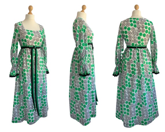 Vintage 60s / 70s Green, White and Black Spot Pri… - image 3