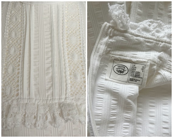 Vintage Laura Ashley White Cotton Seersucker Prai… - image 8