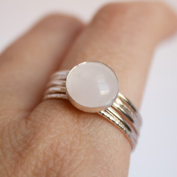 Size 10.25 Ring , Rose Quartz Sterling Silver Ring , Rose Jewelry , Gemstone Rings, Statement Rings , Stacking Ring Set , Ready To Ship