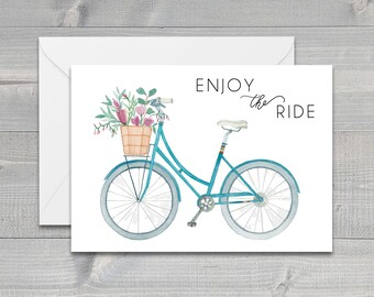 Bike Greeting Card / Bicycles / Gift for Her / Good Luck Card / Watercolor / Watercolor Art / Watercolor Card / Birthday Card