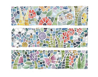 Mosaic Tile Steps San Francisco Stairs Wall Art / Wall Decor / Tiles / Pattern / Color / San Francisco Art / Watercolor