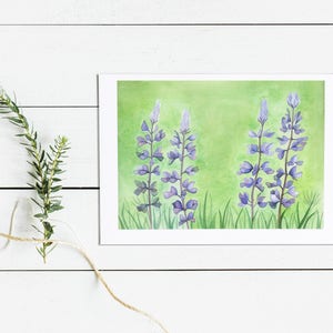 Bluebonnet Lupines Watercolor Greeting Card image 3