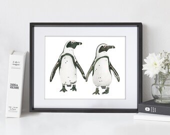 Penguin Love Wall Art / Penguins / Wall Decor / Animal Art / Nursery Art / Children's Gift / Nursery Decor